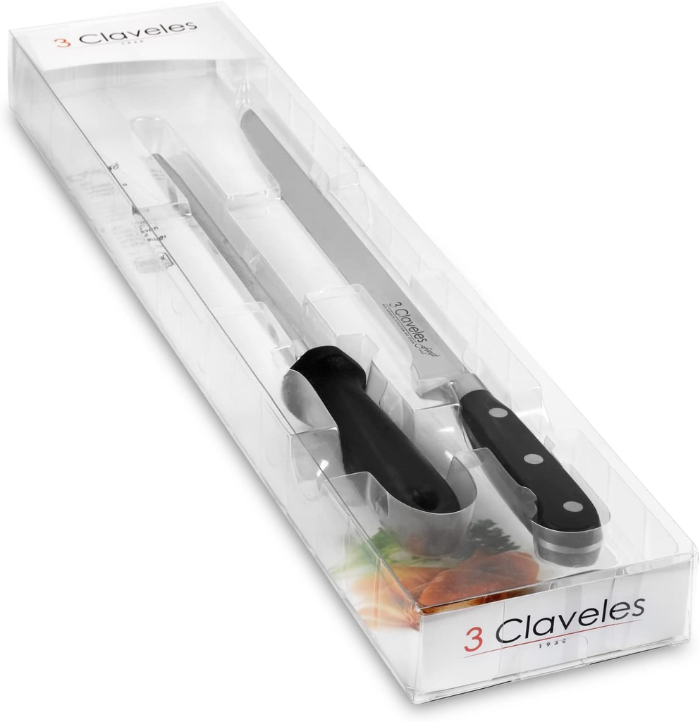 Set Cuchillo Jamonero Forge + Chaira - 3 CLAVELES