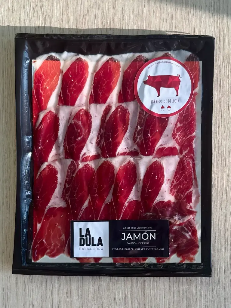 [spanish ham iberian ham acorn-fed] Jamón Ibérico de Bellota, sliced 100g