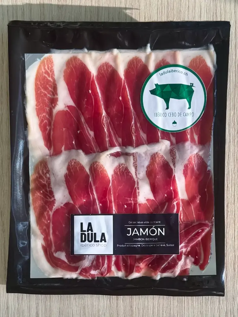 [spanish ham iberian ham] Jamón Ibérico de Cebo de Campo, sobre 100g
