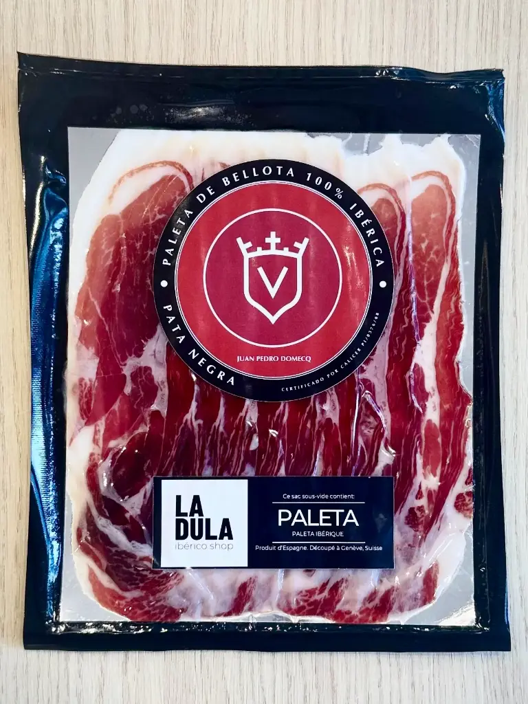 Paleta 100% Ibérica de Bellota Pata Negra, 24 Monate, geschnitten - JPD