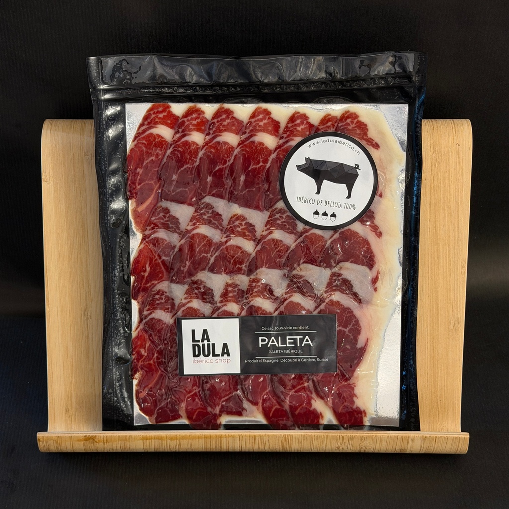 Paleta 100% Ibérica de Bellota Pata Negra, 24 mois, tranchée 80g - JPD